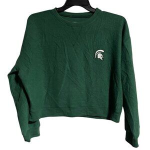 Summit Kickoff Collection Green Crop Crewneck Sweatshirt MSU Spartans Womens M